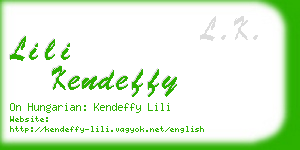 lili kendeffy business card